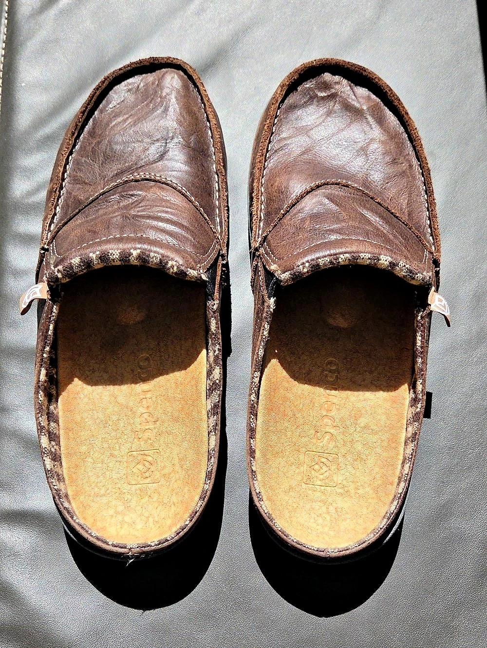 Spenco Siesta Brown Leather Slide Mules Women's Size 9 EUC